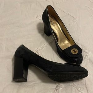Coach black printed pumps/heels